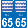 65 Mont placa etiqueta de registro de la ciudad