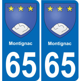 65 Montignac placa etiqueta de registro de la ciudad