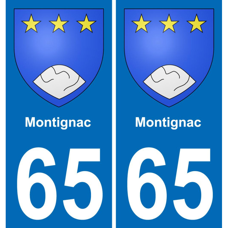 65 Montignac placa etiqueta de registro de la ciudad