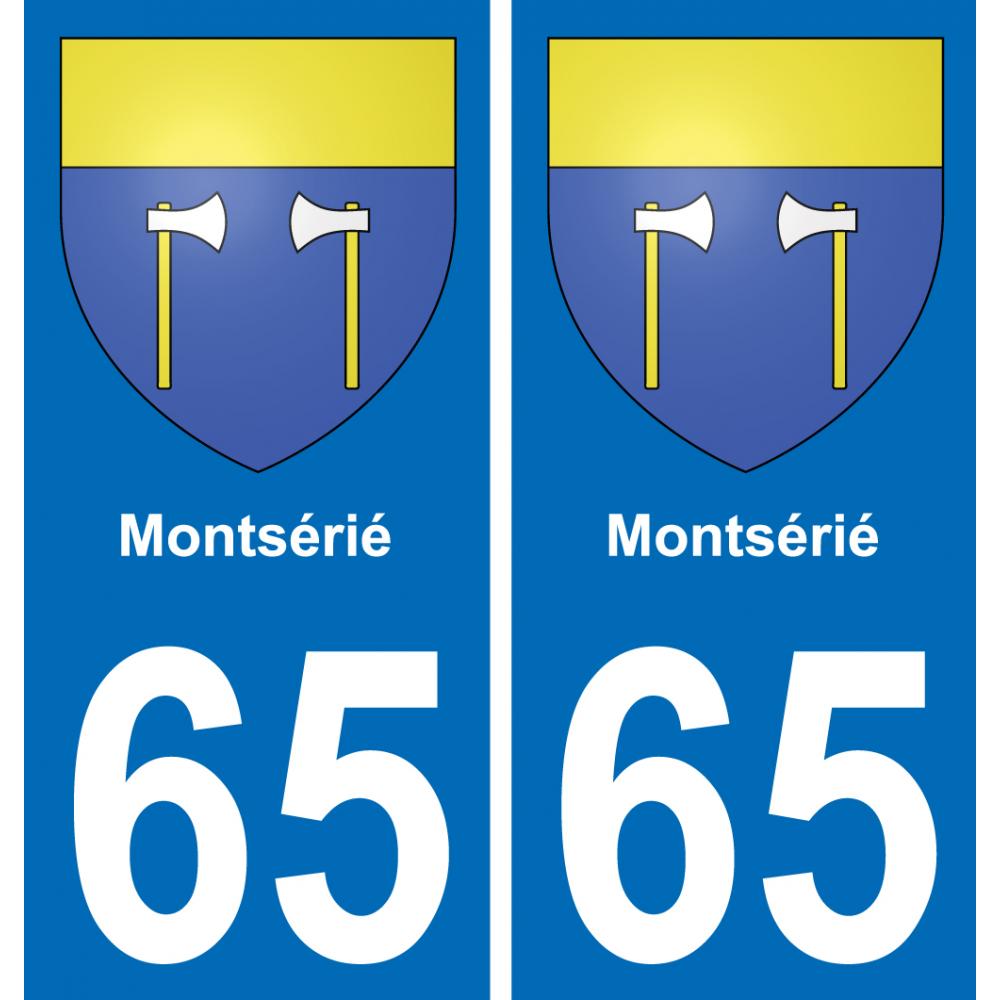 65 Montsérié autocollant sticker plaque immatriculation auto ville