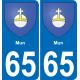 65 Pau autocollant sticker plaque immatriculation auto ville