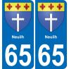 65 Neuilh placa etiqueta de registro de la ciudad