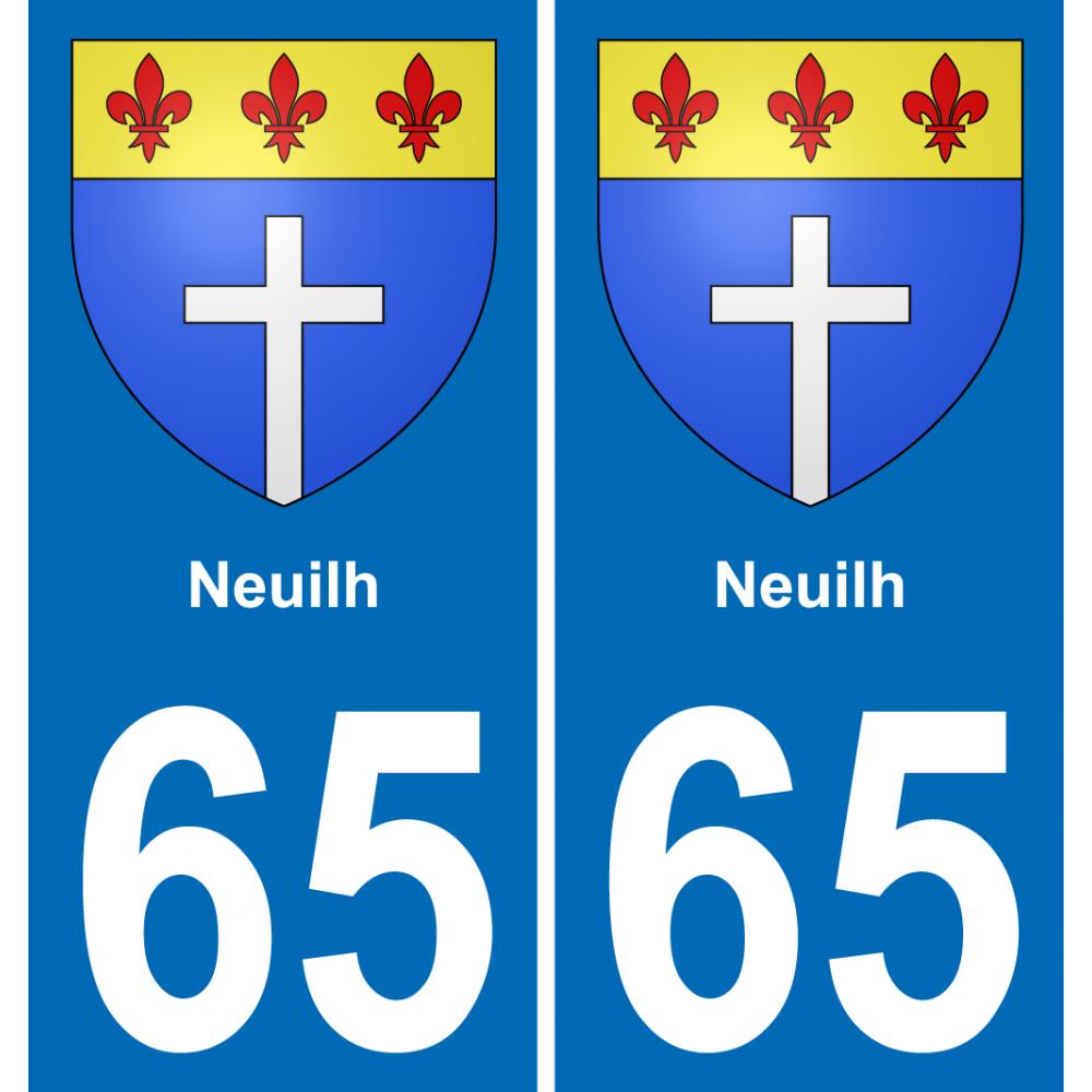 65 Neuilh autocollant sticker plaque immatriculation auto ville