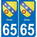 65 Pau autocollant sticker plaque immatriculation auto ville