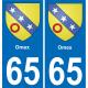 65 Pau autocollant sticker plaque immatriculation auto ville