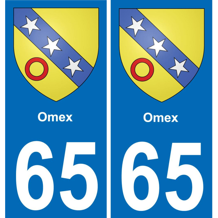 65 Omex placa etiqueta de registro de la ciudad