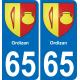 65 Ordizan sticker plate registration city