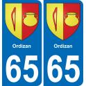 65 Ordizan autocollant sticker plaque immatriculation auto ville
