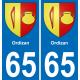 65 Ordizan autocollant sticker plaque immatriculation auto ville