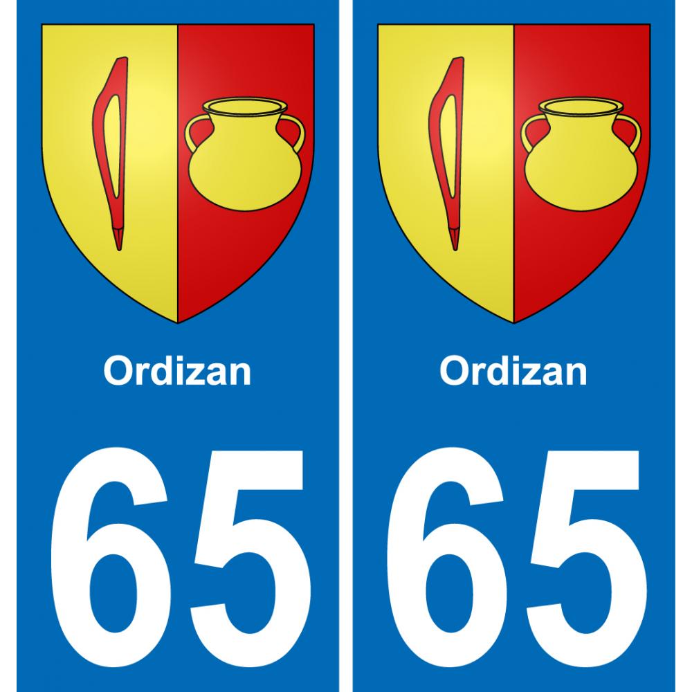 65 Ordizan sticker plate registration city