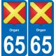 65 Organ placa etiqueta de registro de la ciudad