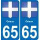 65 Orieux placa etiqueta de registro de la ciudad