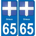 65 Pau autocollant sticker plaque immatriculation auto ville