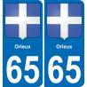 65 Orieux placa etiqueta de registro de la ciudad