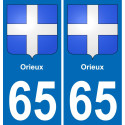 65 Orieux placa etiqueta de registro de la ciudad
