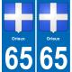 65 Orieux sticker plate registration city