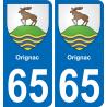 65 Orignac sticker plate registration city