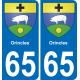 65 Pau autocollant sticker plaque immatriculation auto ville