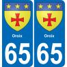 65 Pau autocollant sticker plaque immatriculation auto ville