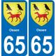 65 Pau autocollant sticker plaque immatriculation auto ville