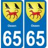 65 Ossen sticker plate registration city