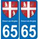 65 Ossun-ez-Angles placa etiqueta de registro de la ciudad