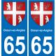 65 Pau autocollant sticker plaque immatriculation auto ville