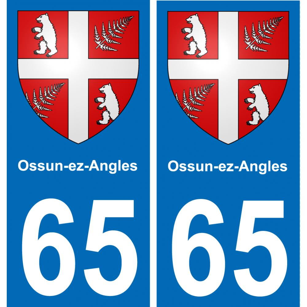 65 Ossun-ez-Angles autocollant sticker plaque immatriculation auto ville