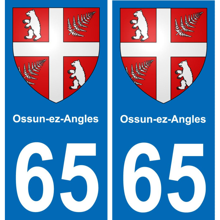 65 Ossun-ez-Angles placa etiqueta de registro de la ciudad