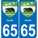 65 Pau autocollant sticker plaque immatriculation auto ville