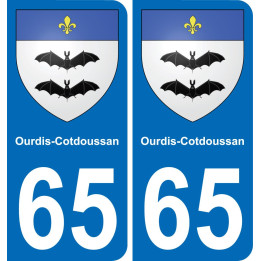 65 Ourdis-Cotdoussan autocollant sticker plaque immatriculation auto ville
