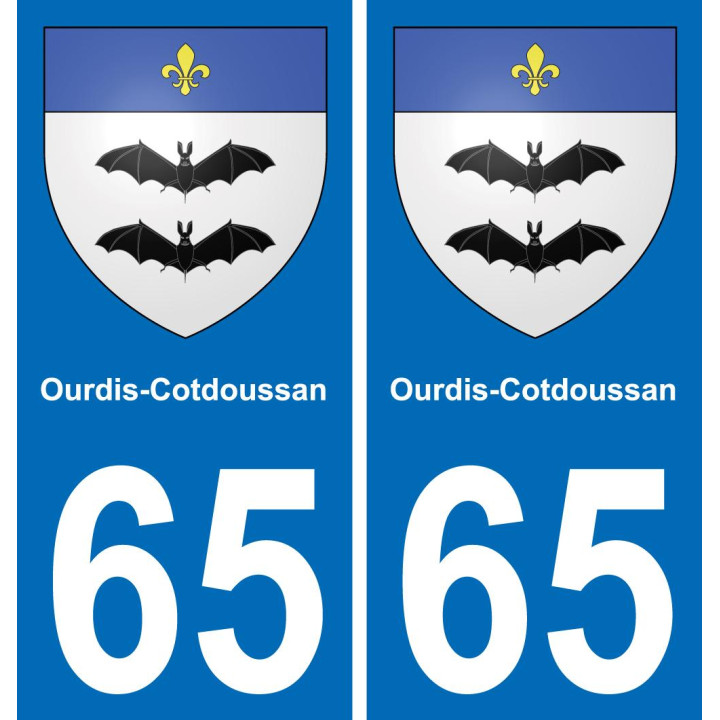 65 Ourdis-Cotdoussan placa etiqueta de registro de la ciudad