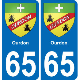 65 Ourdon placa etiqueta de registro de la ciudad