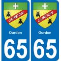 65 Pau autocollant sticker plaque immatriculation auto ville