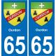 65 Ourdon placa etiqueta de registro de la ciudad