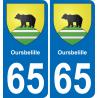 65 Oursbelille sticker plate registration city