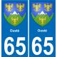 65 Ousté sticker plate registration city