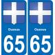 65 Pau autocollant sticker plaque immatriculation auto ville