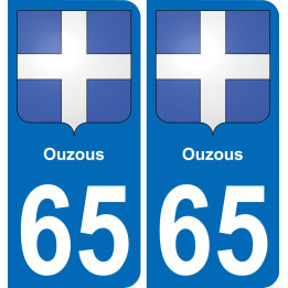 65 Ouzous placa etiqueta de registro de la ciudad