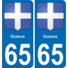 65 Ouzous placa etiqueta de registro de la ciudad