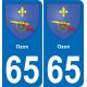 65 Ozon autocollant sticker plaque immatriculation auto ville