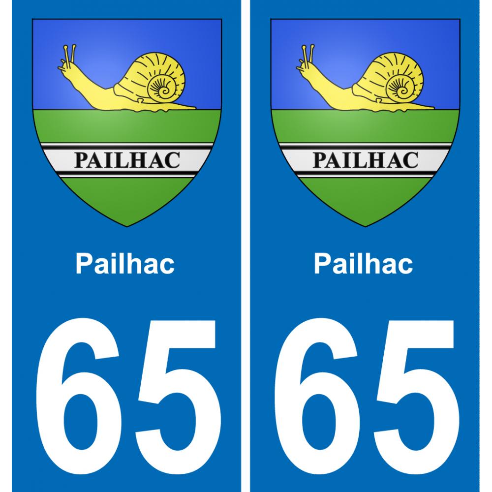 65 Pailhac placa etiqueta de registro de la ciudad