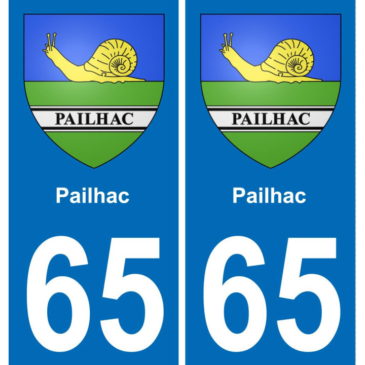 65 Pailhac sticker plate registration city