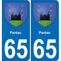 65 Paréac placa etiqueta de registro de la ciudad