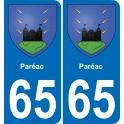 65 Pau autocollant sticker plaque immatriculation auto ville