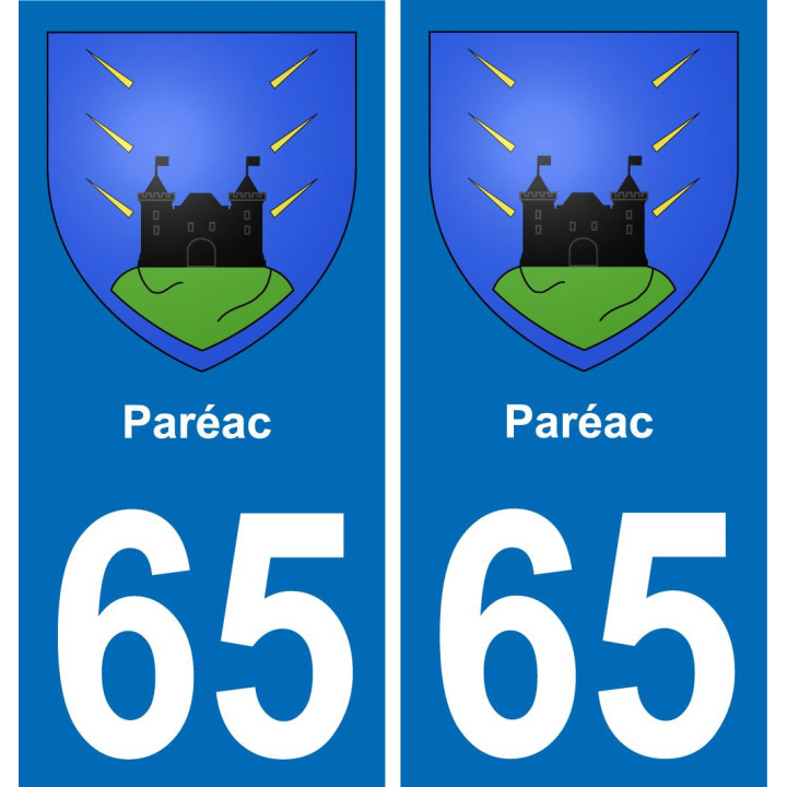 65 Paréac sticker plate registration city