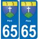 65 Pau autocollant sticker plaque immatriculation auto ville