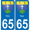 65 Pau autocollant sticker plaque immatriculation auto ville