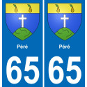 65 Péré placa etiqueta de registro de la ciudad