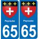 65 Pau autocollant sticker plaque immatriculation auto ville